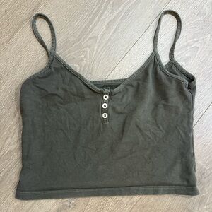 Brandy Melville Gray Sleeveless Buttoned Crop Camisole